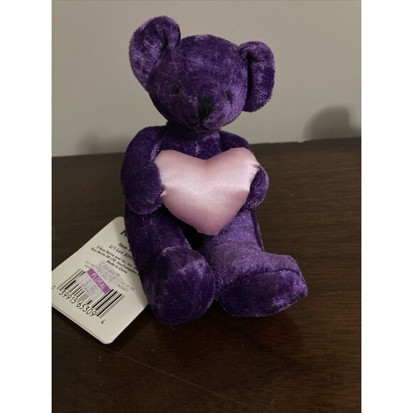 Lot of 2 Russ Berrie Russplus Lil Luv Sitting Bears Beanbag Pink Hearts Tags 6” - Picture 15 of 16